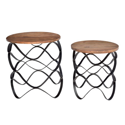 ART.IRON TABLE WITH WD. TOP