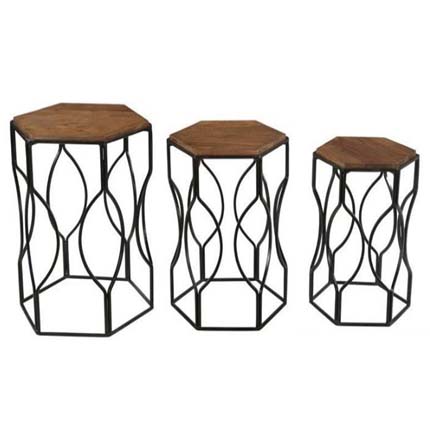 ART WD TOP IRON STOOL 