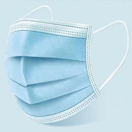 3 Ply mask with blue polypropylene spun bound 
                            outer layer & Level 95 Meltblown cloth middle layer
                            Latex Free Low Breathing Resistance
                            90% plus particular filtration